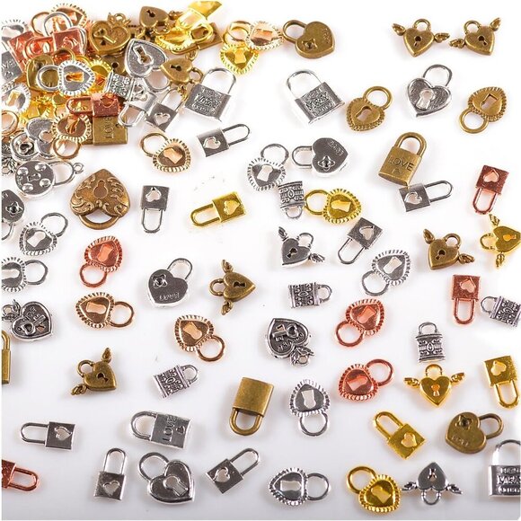 100 Gram Metal Charms for Jewelry Making, Silver & Gold, Bulk Pack for Bracelets - Picture 1 of 6